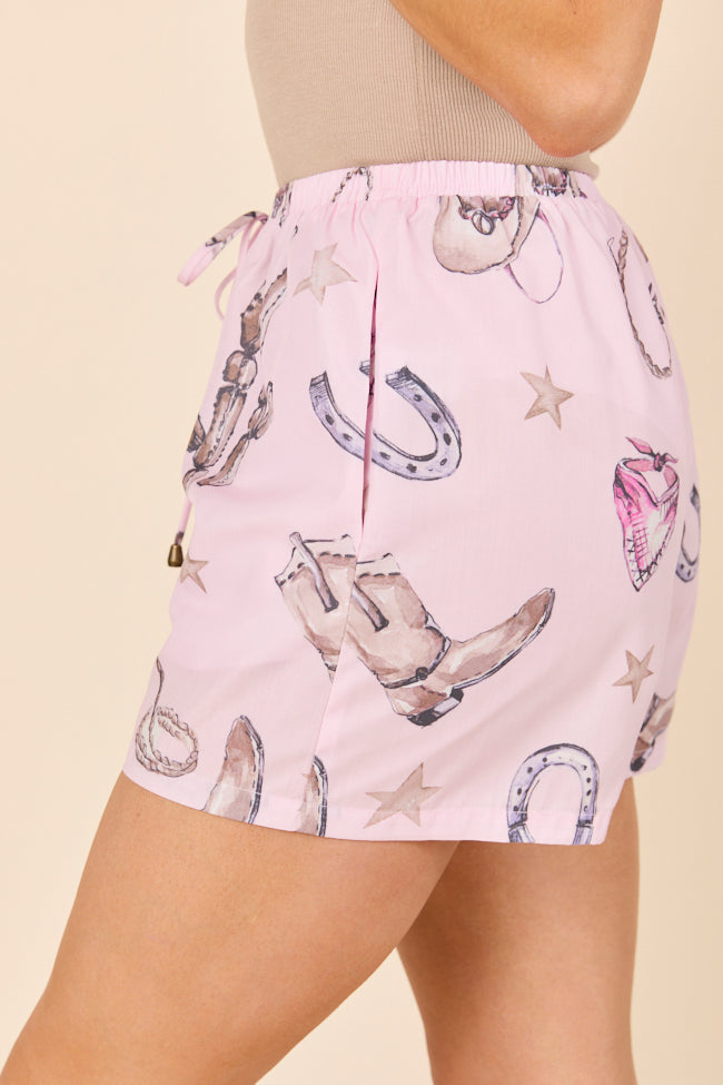 Skye Pink Western Print Pajama Shorts-Sunny Prom