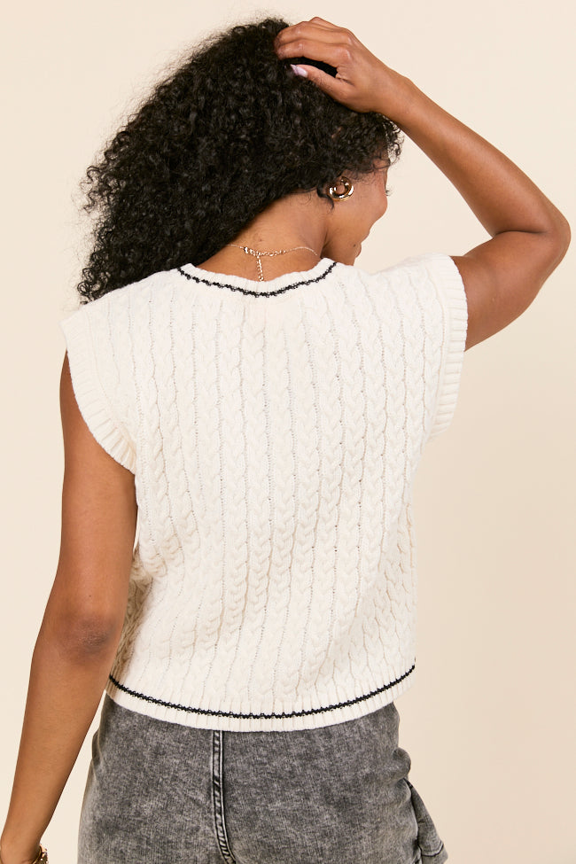 Hadley Bow Detail Varsity Knit Vest-Sunny Prom