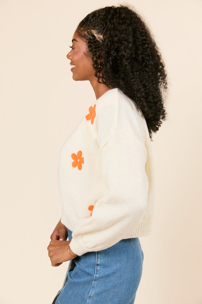 Dannie Cream and Orange Floral Cardigan-Sunny Prom