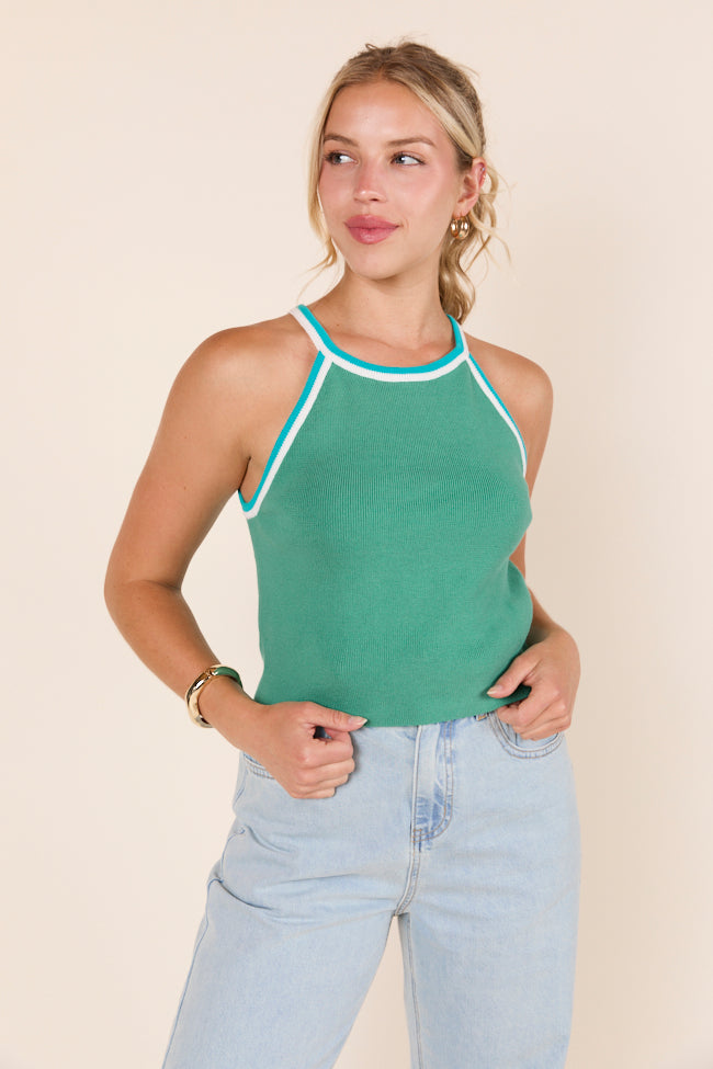 Graely Sleeveless Halter Green Sweater-Sunny Prom