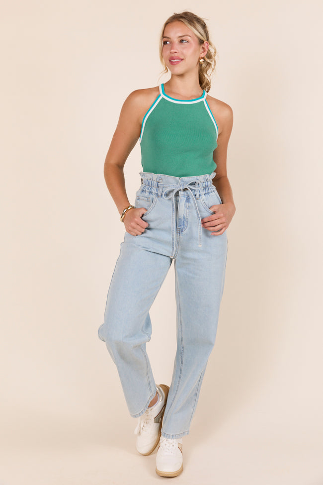 Graely Sleeveless Halter Green Sweater-Sunny Prom