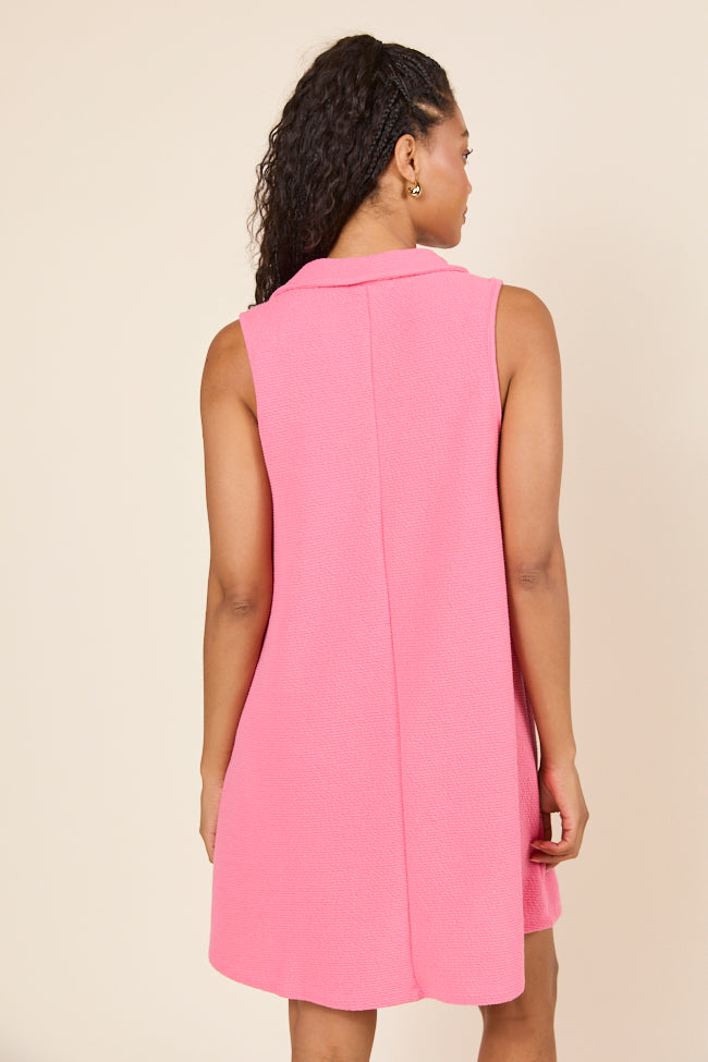 Ellen Pink Collared Tank Dress-Sunny Prom