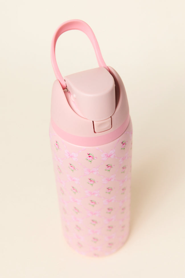 Floral 'N Bow Pink 32 Oz Water Bottle-Sunny Prom