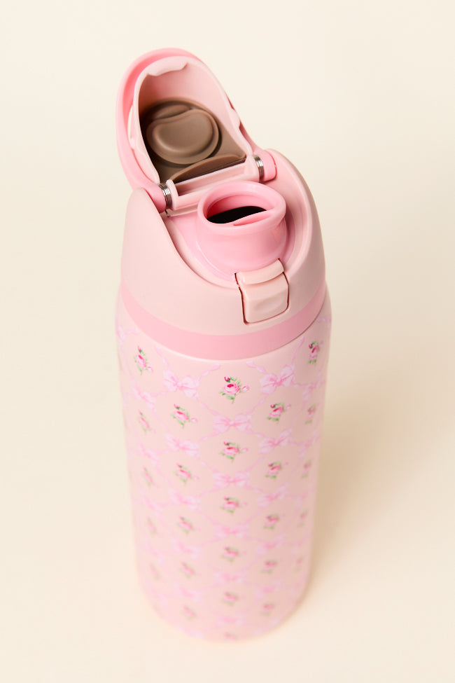 Floral 'N Bow Pink 32 Oz Water Bottle-Sunny Prom