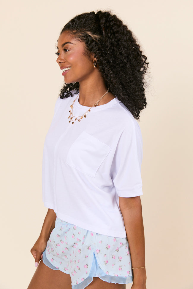 Darcy Short Sleeve Crop White Tee-Sunny Prom