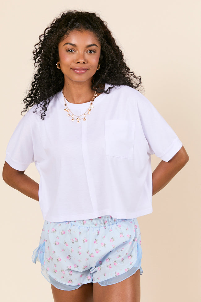 Darcy Short Sleeve Crop White Tee-Sunny Prom