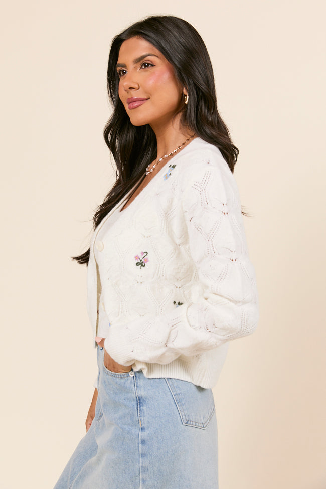 Kaitlyn Flower Embroidered Cardigan-Sunny Prom