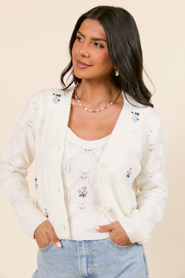 Kaitlyn Flower Embroidered Cardigan-Sunny Prom