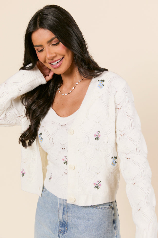 Kaitlyn Flower Embroidered Cardigan-Sunny Prom