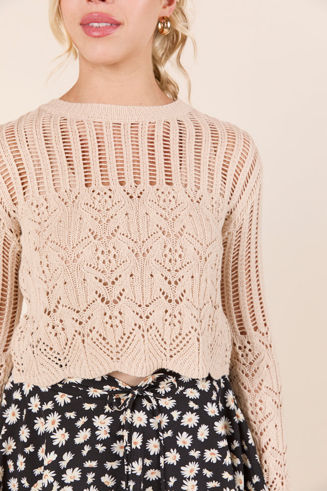 Jenn Natural Open Knit Sweater-Sunny Prom