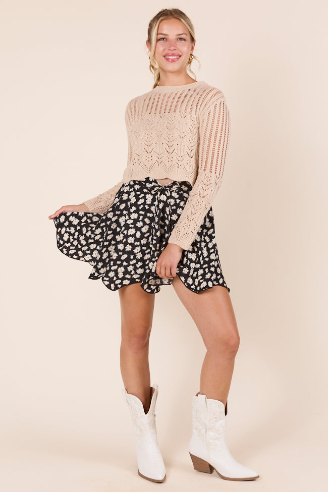 Jenn Natural Open Knit Sweater-Sunny Prom