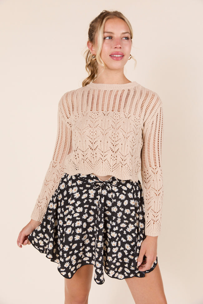 Jenn Natural Open Knit Sweater-Sunny Prom
