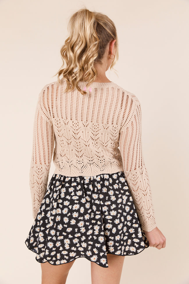 Jenn Natural Open Knit Sweater-Sunny Prom