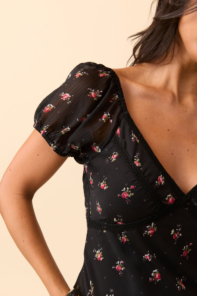 Adelyn Black Floral Maxi Dress Cece Barnes X Sunny Prom SALE-Sunny Prom
