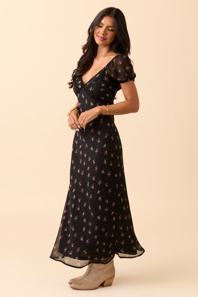 Adelyn Black Floral Maxi Dress Cece Barnes X Sunny Prom SALE-Sunny Prom