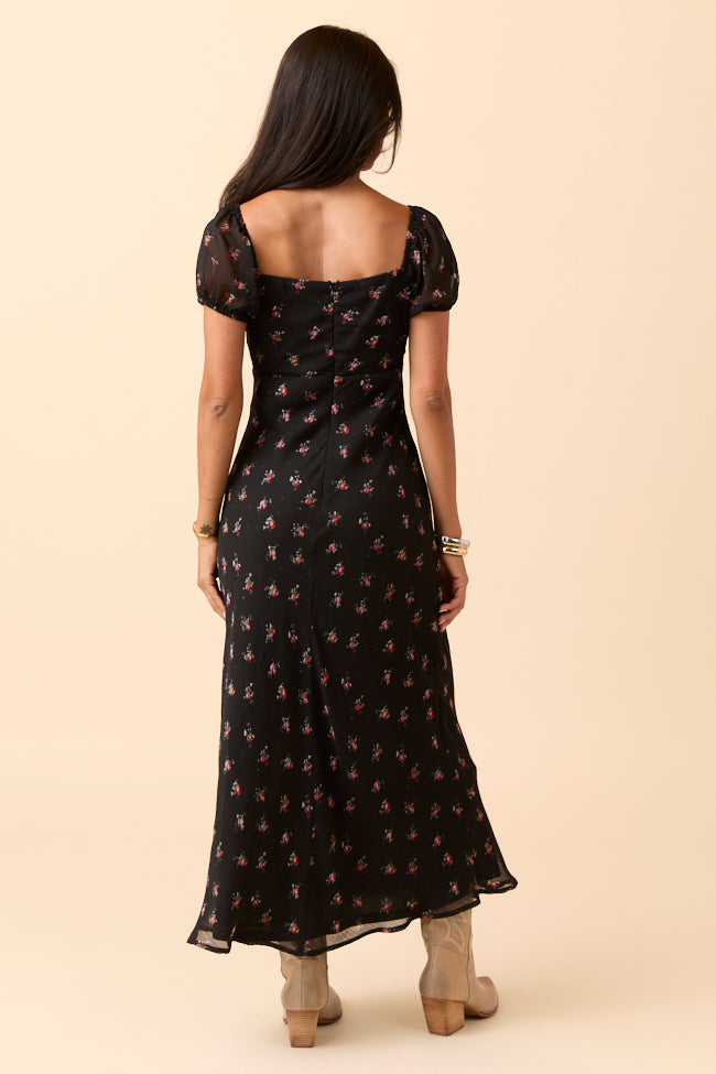 Adelyn Black Floral Maxi Dress Cece Barnes X Sunny Prom SALE-Sunny Prom
