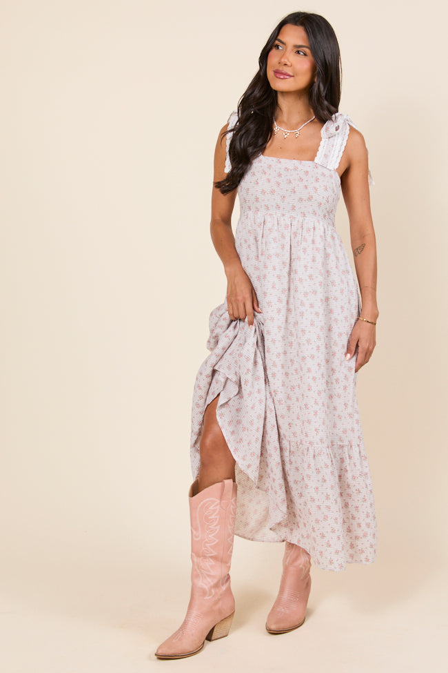 Joann Gingham Floral Maxi Dress-Sunny Prom