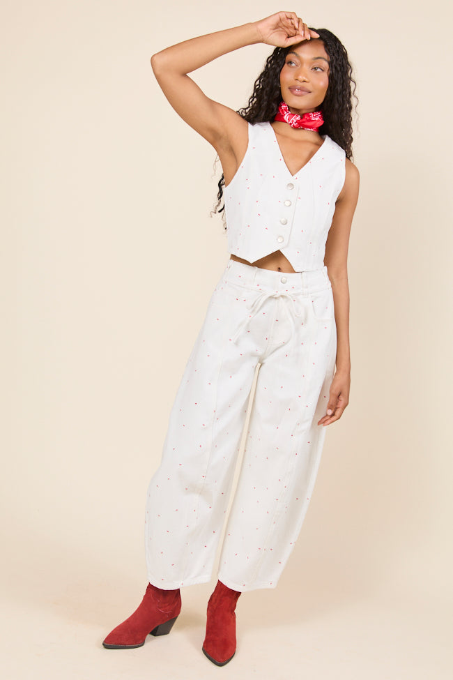 Eileen Bow Printed Denim Vest-Sunny Prom