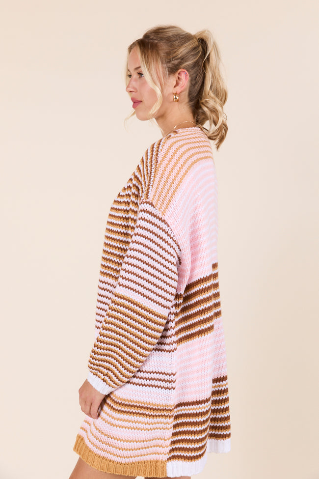 Shelbie Long Sleeve Blue and Pink Open Cardigan-Sunny Prom