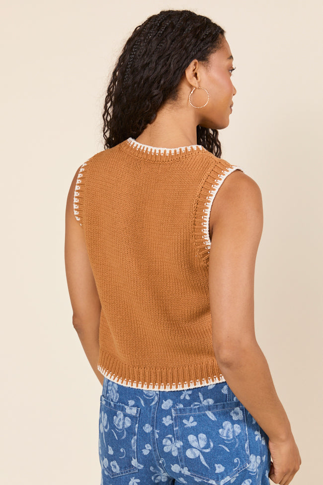 Selah Sleeveless Brown Western Sweater Vest-Sunny Prom