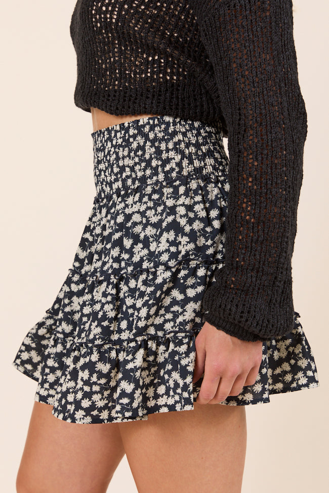 Through the Garden Black White Floral Skort-Sunny Prom