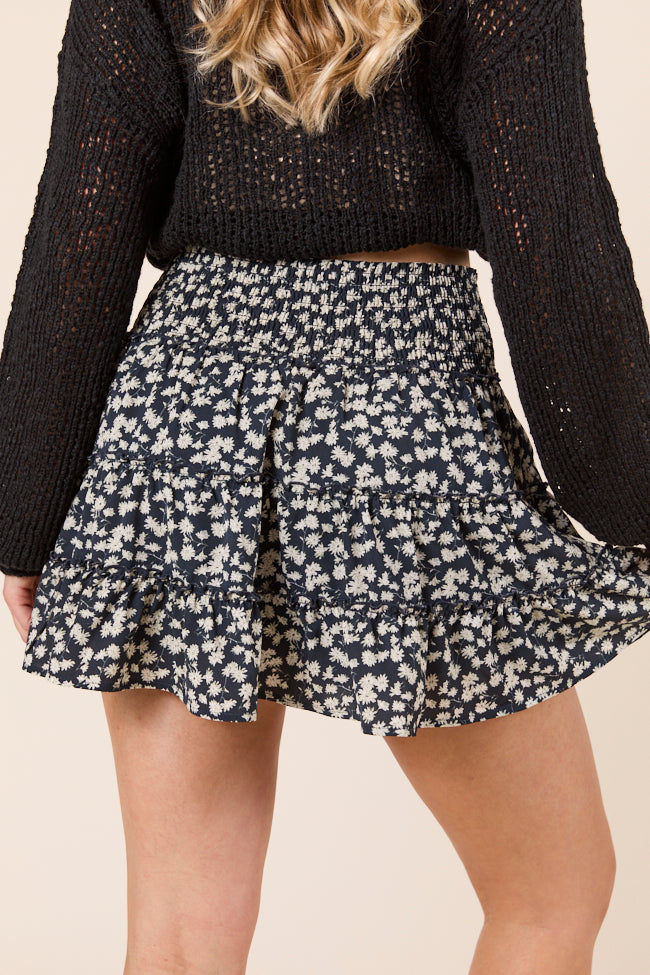 Through the Garden Black White Floral Skort-Sunny Prom