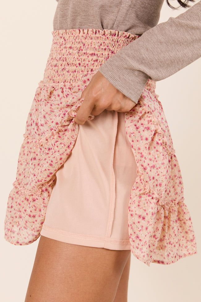 Through the Garden Orange Red Floral Skort-Sunny Prom