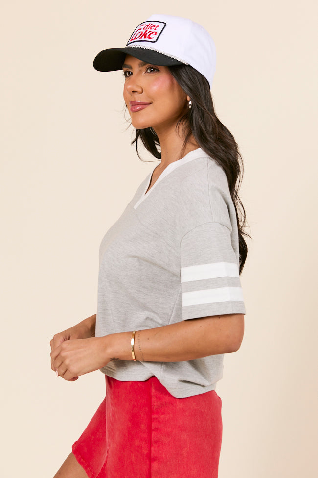 Benson Short Sleeve Heather Grey Varsity Tee-Sunny Prom