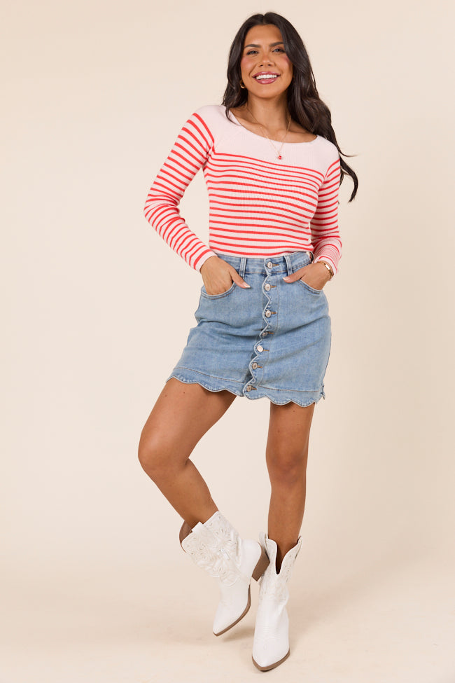 Emma Rose Long Sleeve Off Shoulder Striped Sweater-Sunny Prom