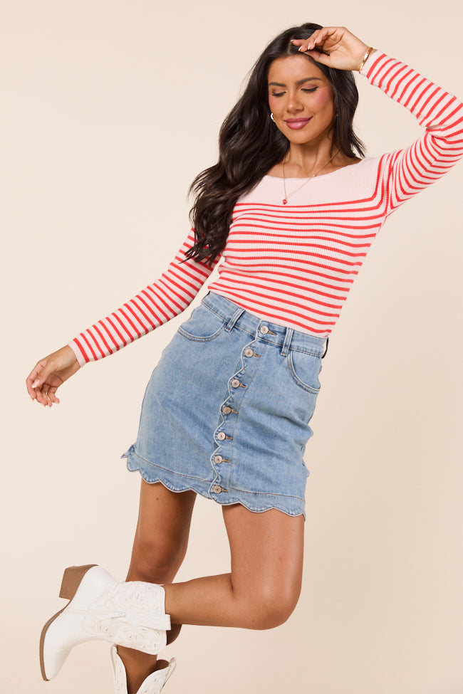 Emma Rose Long Sleeve Off Shoulder Striped Sweater-Sunny Prom
