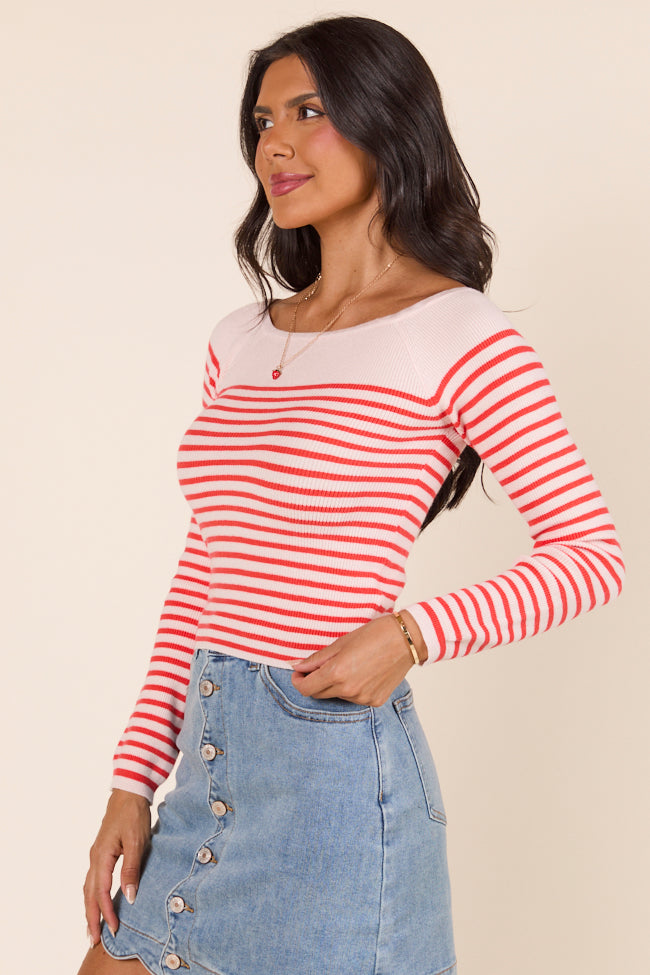 Emma Rose Long Sleeve Off Shoulder Striped Sweater-Sunny Prom