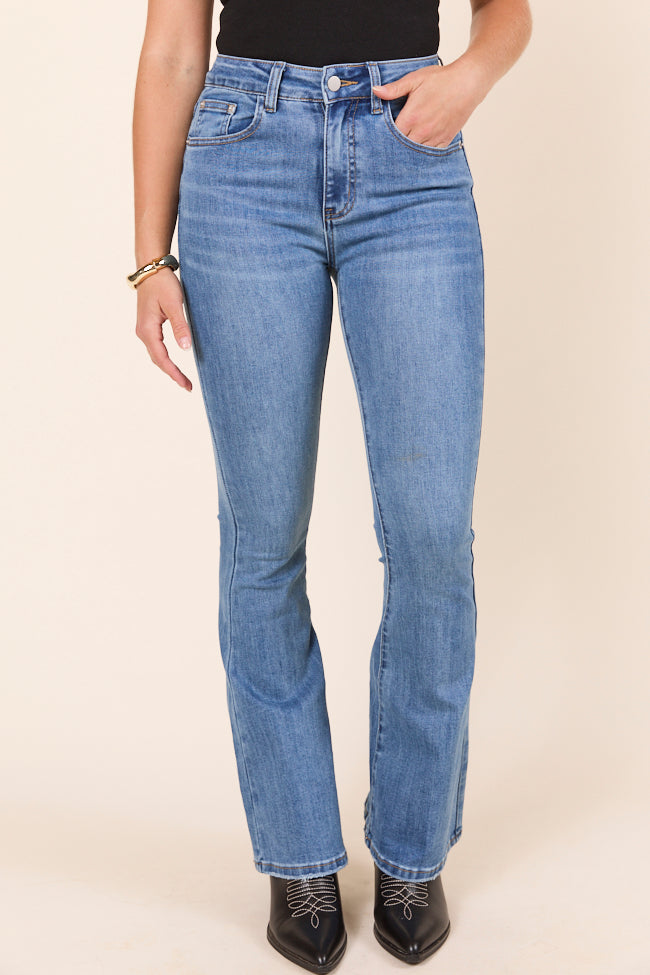 My Favorite Medium Wash Flare Leg Jeans-Sunny Prom