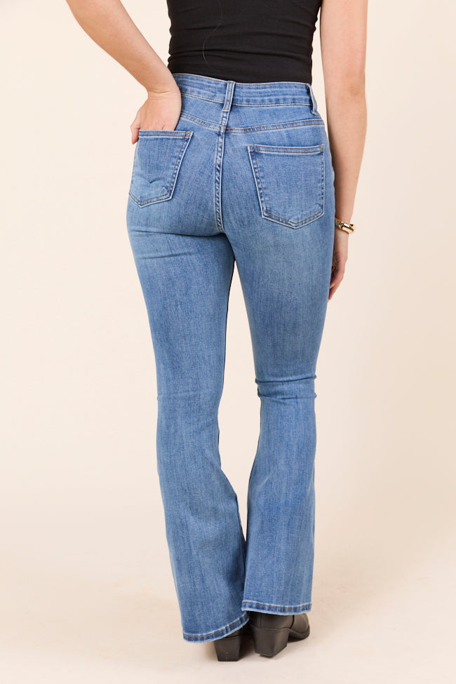 My Favorite Medium Wash Flare Leg Jeans-Sunny Prom