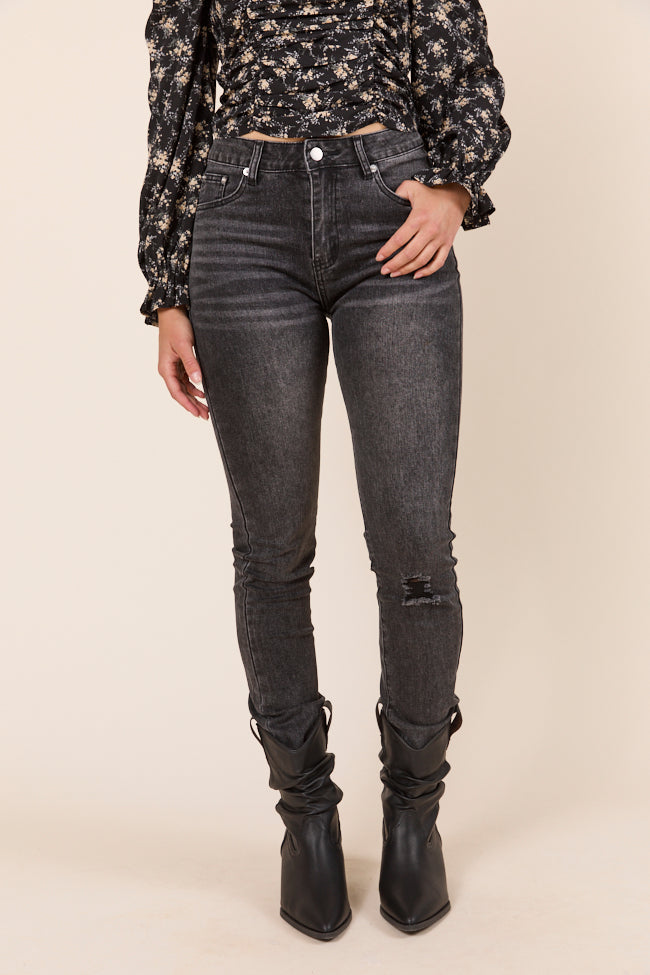 Annie High Rise Black Distressed Slim Straight Leg Jeans-Sunny Prom