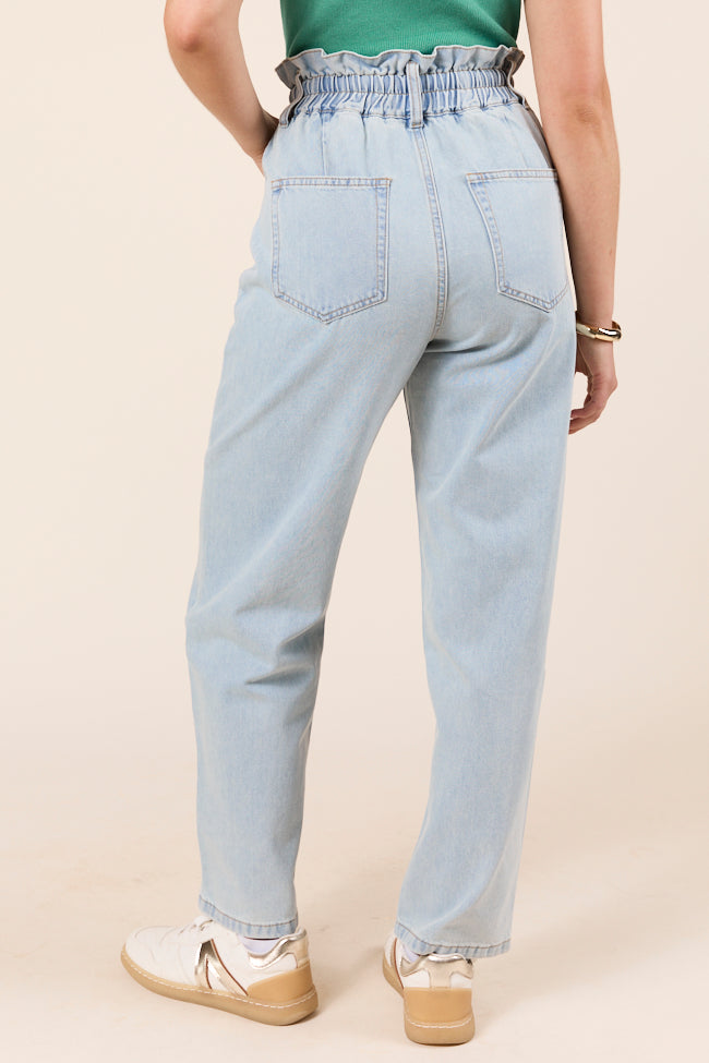 Gracie Light Wash Tie Waist Jeans-Sunny Prom