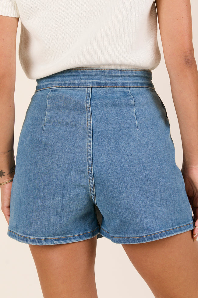 My Favorite Medium Wash Button Detail Skort-Sunny Prom