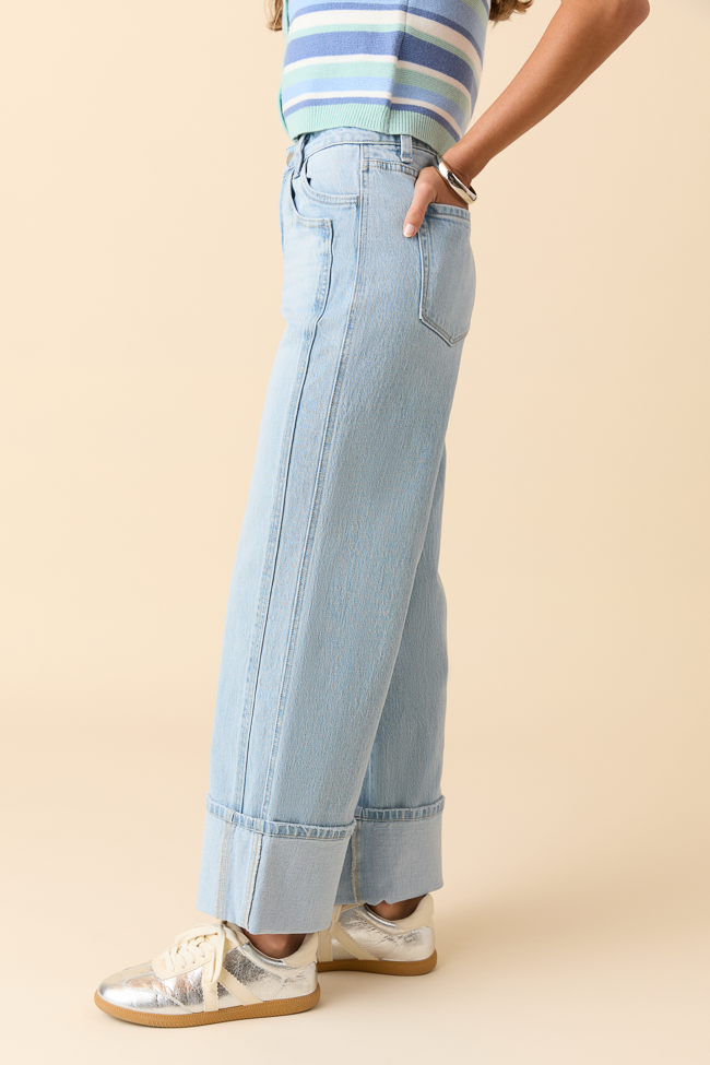 Cameron High Rise Cuffed Wide Leg Jeans-Sunny Prom