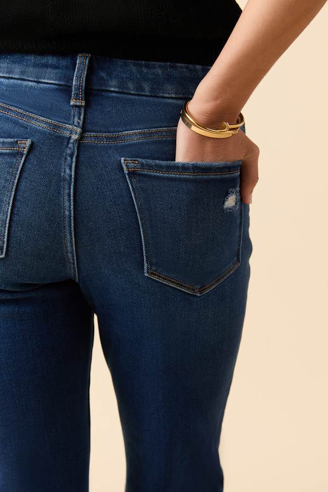 Delaney Dark Wash Relaxed Flare Jeans-Sunny Prom