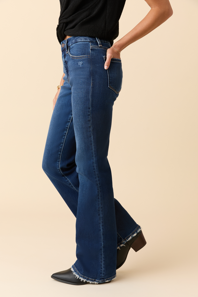 Delaney Dark Wash Relaxed Flare Jeans-Sunny Prom