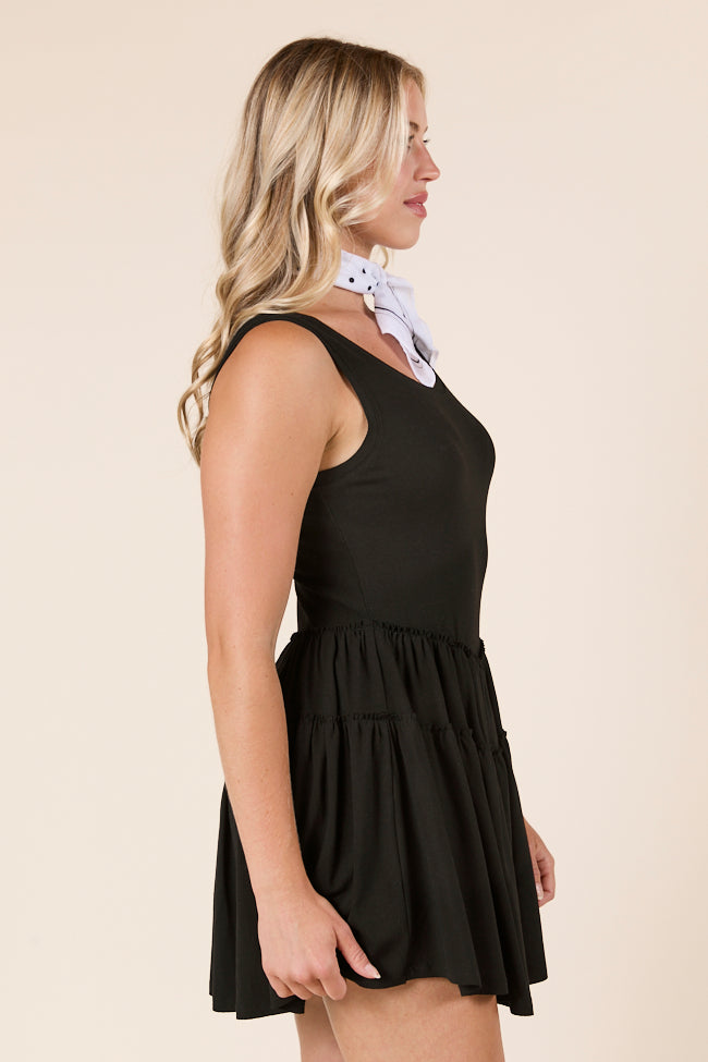 Logan Tiered Black Knit Romper-Sunny Prom