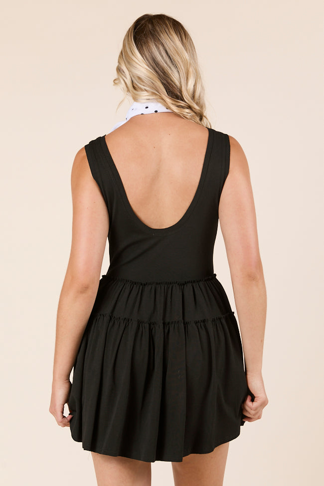 Logan Tiered Black Knit Romper-Sunny Prom