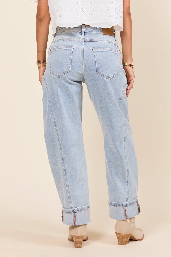 River Medium Light Denim Barrel Leg Jeans-Sunny Prom