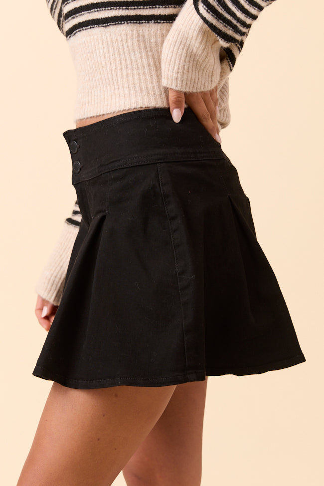 Scottie Black Denim Pleated Skort-Sunny Prom