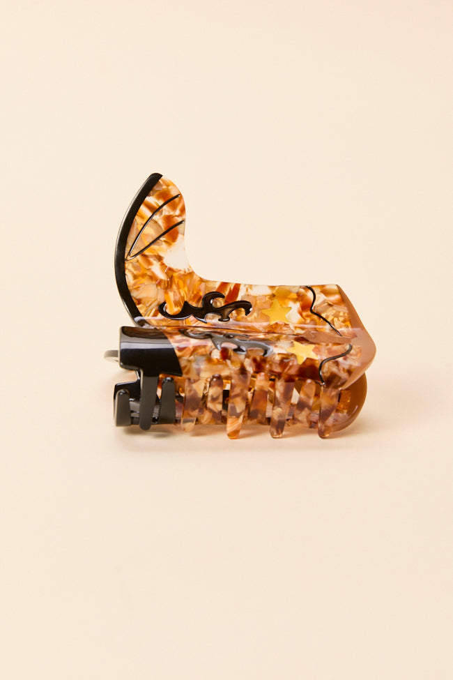 Paisley Brown Cowboy Boot Claw Clip-Sunny Prom
