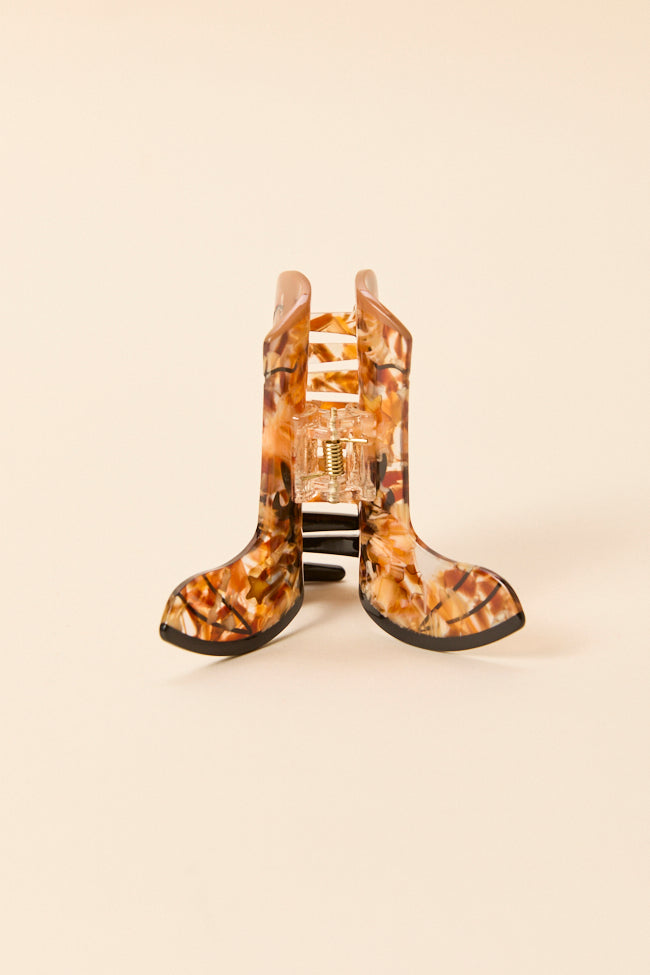 Paisley Brown Cowboy Boot Claw Clip-Sunny Prom