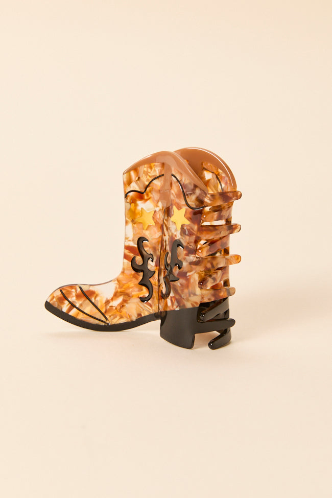 Paisley Brown Cowboy Boot Claw Clip-Sunny Prom