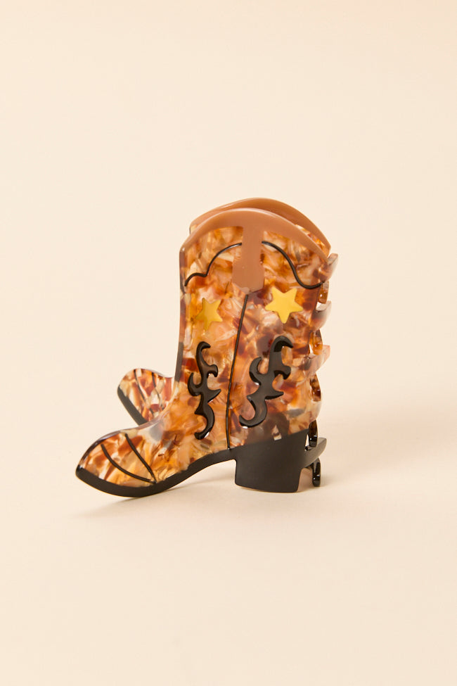Paisley Brown Cowboy Boot Claw Clip-Sunny Prom