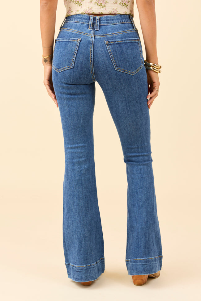 Meredith Medium Wash Seamed Flare Jeans-Sunny Prom
