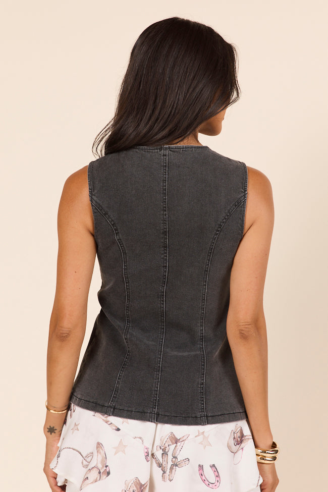 Western Ties Black Bow Denim Vest-Sunny Prom