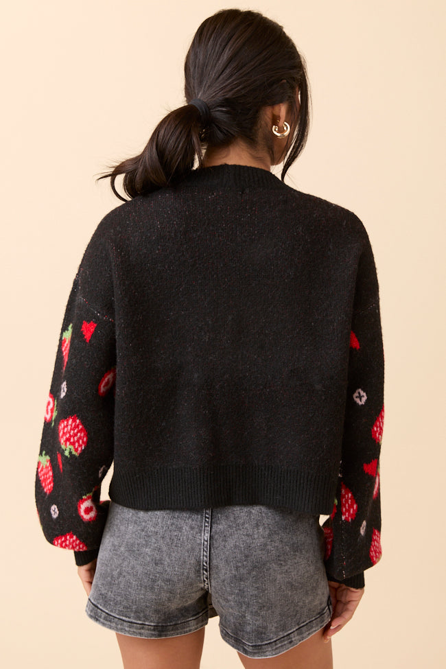 Juniper Long Sleeve Black Strawberry Cardigan-Sunny Prom